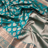 Teal Soft Silk Saree With Beautiful Temple Border