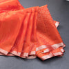 Orange Soft Silk Saree With Tiny Buttis On Body And Stylish Border