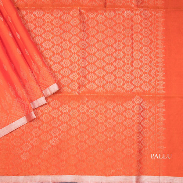 Orange Soft Silk Saree With Tiny Buttis On Body And Stylish Border