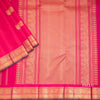 Rani Pink Silk Saree With Peacock And Chakra Buttas And Gold Zari Border
