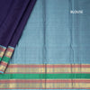 Dark Blue Silk Saree With Peacock And Chakra Buttas And Rettapet Border