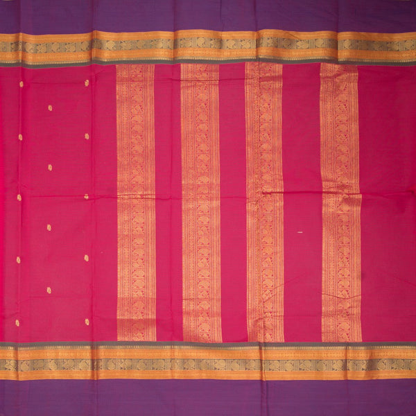 Kanchi Cotton Hot Pink Saree With Small Zari Buttas On The Body