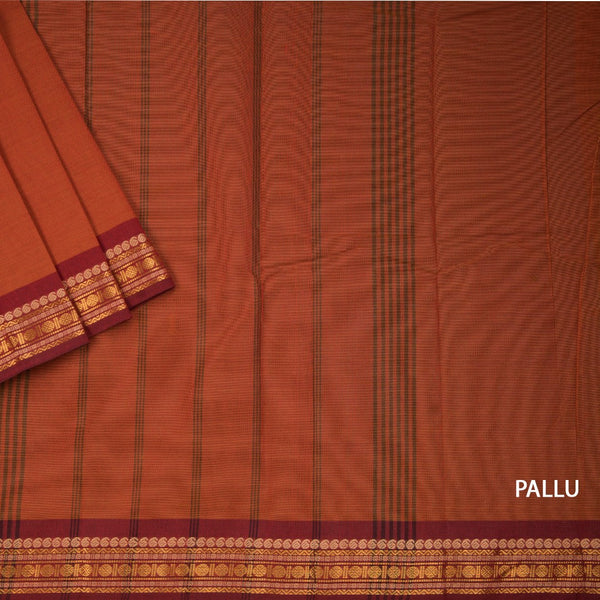 Chettinad Cotton Shot Colour Plain Saree With Zari Border Without Blouse