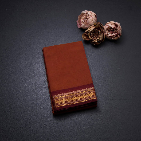 Chettinad Cotton Shot Colour Plain Saree With Zari Border Without Blouse