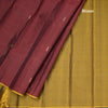 Maroon Borderless Silk Saree With Floral Zari Buttas On The Body