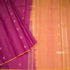 Dark Pink Borderless Silk Saree With Floral Zari Buttas On The Body