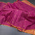 Dark Pink Borderless Silk Saree With Floral Zari Buttas On The Body