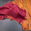 Maroon Borderless Silk Saree With Floral Zari Buttas On The Body 02