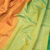 Mango Yellow Borderless Silk Saree With Floral Zari Buttas On The Body