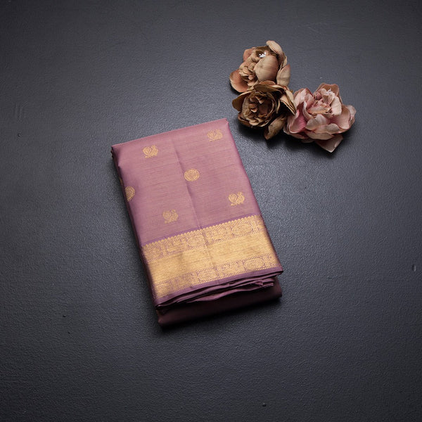 Onion Pink Vairaoosi Silk Saree With Peacock And Chakra Buttas And Zari Border