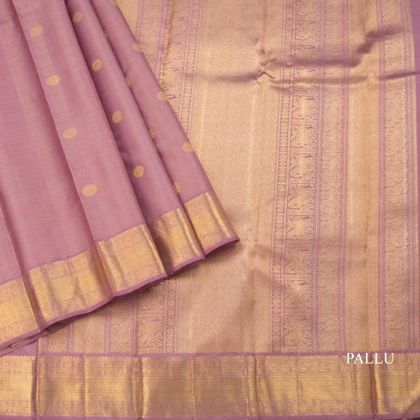 Onion Pink Vairaoosi Silk Saree With Peacock And Chakra Buttas And Zari Border