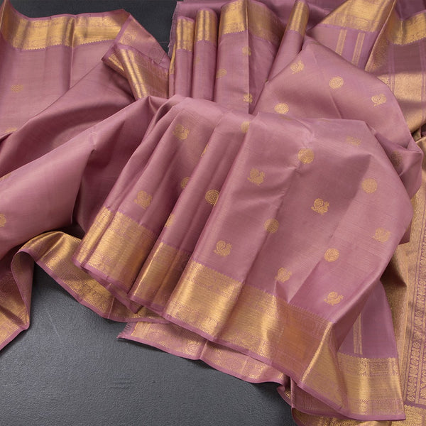 Onion Pink Vairaoosi Silk Saree With Peacock And Chakra Buttas And Zari Border
