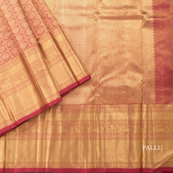 Maroon Tissue Silk Saree With Gold Zari Border