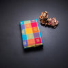 Multi Colour Checked Borderless Silk Saree With Peacock And Chakra Buttas