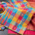 Multi Colour Checked Borderless Silk Saree With Peacock And Chakra Buttas