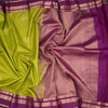 Lime Green Silk Saree With Chakra Buttas On The Body And Purple Zari Border