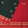 Bottle Green Silk Saree With Chakra Buttas On The Body And Red Zari Border