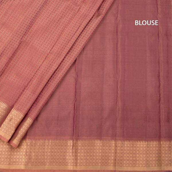 Onion Pink Soft Silk Saree With Vertical Design On The Body And Temple Zari Border