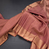 Onion Pink Soft Silk Saree With Vertical Design On The Body And Temple Zari Border