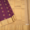 Purple Zari Checked Soft Silk Saree With Peacock Design and Gold Zari Border