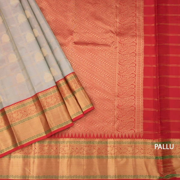 Shot Colour Silk Saree Checks With Peacock Design And Gold Zari Border