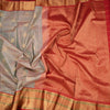 Shot Colour Silk Saree Checks With Peacock Design And Gold Zari Border
