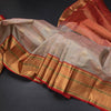 Shot Colour Silk Saree Checks With Peacock Design And Gold Zari Border