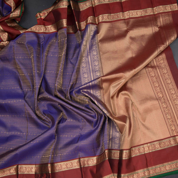 Indigo Blue Soft Silk Saree With Multi Design On The Body And Rettapet Border