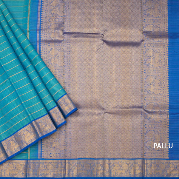 Shot Colour Zari Stripes Silk Saree And Gold Zari Border