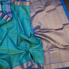 Shot Colour Zari Stripes Silk Saree And Gold Zari Border