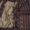 Brown Silk Saree With Peacock And Chakra Buttas And Simple Border