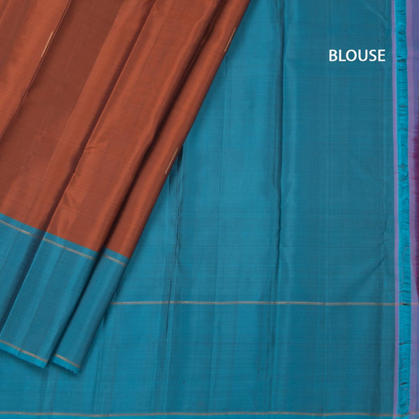 Rust Orange Silk Saree With Stripes Design And Simple Border