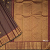 Vairaoosi Dark Brown Silk Saree With Peacock And Chakra Buttas And Gold Zari Border