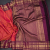 Shot Colour Checked Silk Saree With Peacock And Chakra Buttas And Zari Border