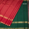 Red Checked Silk Saree With Peacock Self Border