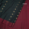 Bottle Green Soft Silk Saree With Floral Buttas And Maroon Border