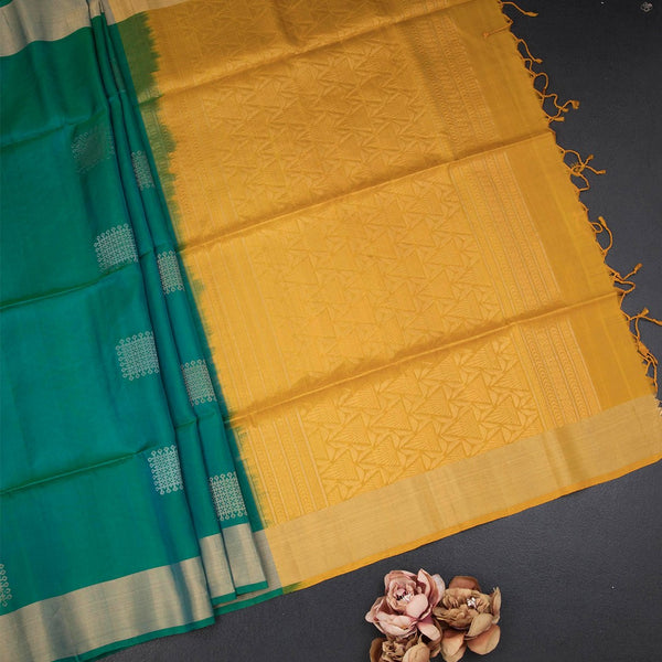 Shot Colour Soft Silk Saree With Zari Work On The Body And Zari Border