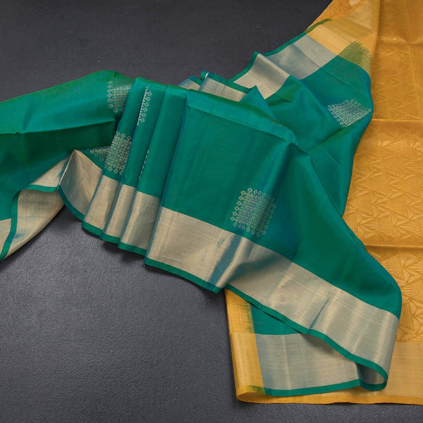 Shot Colour Soft Silk Saree With Zari Work On The Body And Zari Border