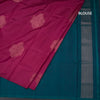 Dark Pink Borderless Soft Silk Saree With Contrast Pallu