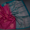 Dark Pink Borderless Soft Silk Saree With Contrast Pallu
