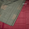 Sage Green Borderless Soft Silk Saree With Contrast Pallu