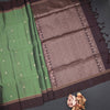 Parrot Green Soft Silk Saree With Chakra Buttas And Simple border