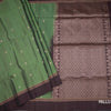 Parrot Green Soft Silk Saree With Chakra Buttas And Simple border