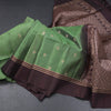 Parrot Green Soft Silk Saree With Chakra Buttas And Simple border