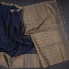 Navy Blue Checked Soft Silk Saree With Contrast Border