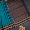 Peacok Blue Soft Silk Saree With Small Buttas And Rettapet Border