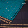 Peacok Blue Soft Silk Saree With Small Buttas And Rettapet Border