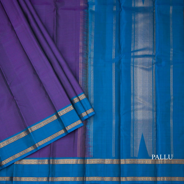 Purple Stripes Silk Saree And Rettapet Border
