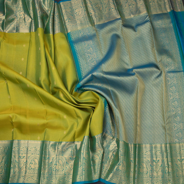 Shot Colour Zari Stripes Silk Saree With Small Buttas And Zari Border