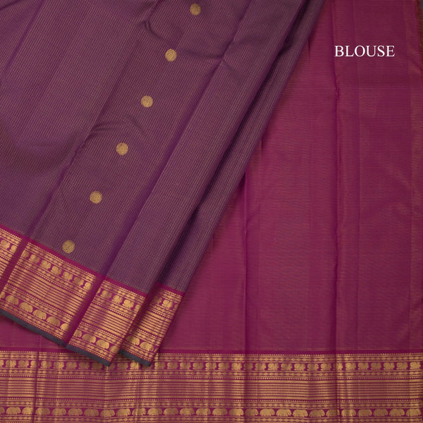 Purple Varira oosi Silk Saree With Peacock And Chakra Buttas And Gold Zari Border